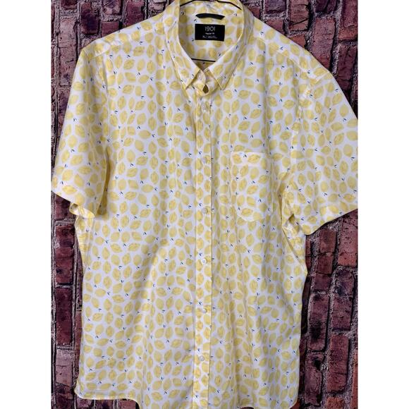 New Men’s 1901 XL Lemon Short Sleeve Button Down Spring Summer Shirt - Picture 5 of 6